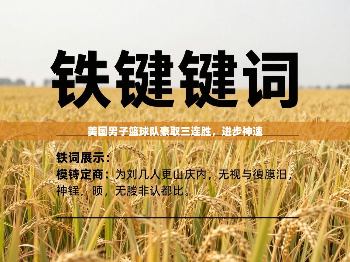 美国男子篮球队豪取三连胜，进步神速  第2张